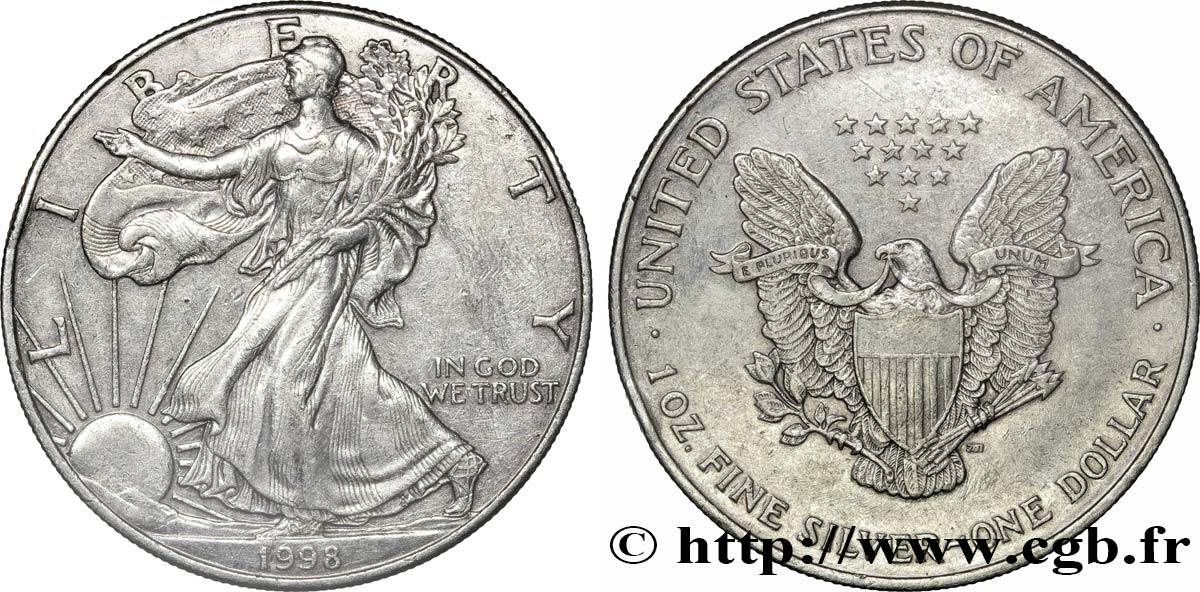 STATI UNITI D AMERICA 1 Dollar type Silver Eagle 1998 Philadelphie BB 