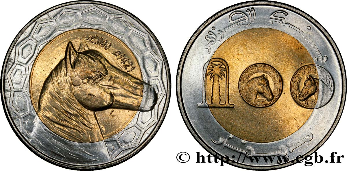ALGERIA 100 Dinars cheval an 1421 2000  MS 