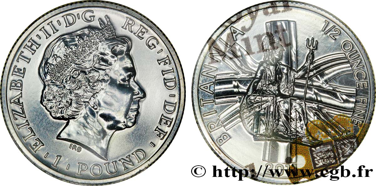 REINO UNIDO 1 Pound (Livre) Elisabeth II / Britannia et drapeau 2011  FDC 