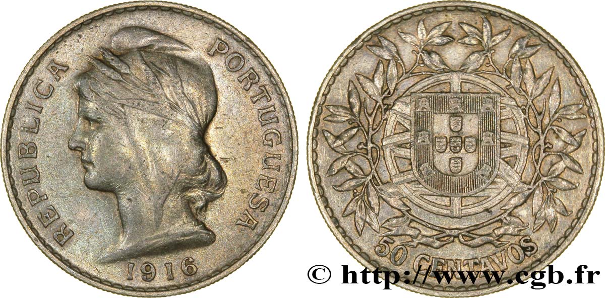 PORTUGAL 50 Centavos 1916  VZ 