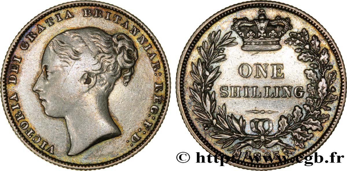 UNITED KINGDOM 1 Shilling Victoria 1863  VF 