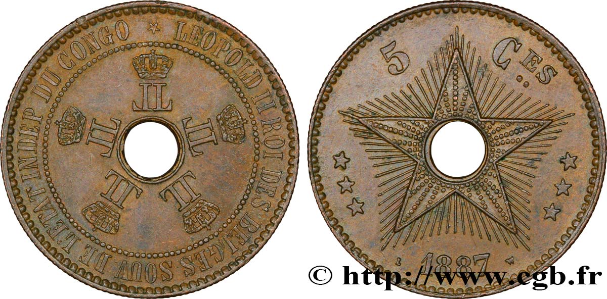 CONGO - ESTADO LIBRE DEL CONGO 5 Centimes 1887  EBC 