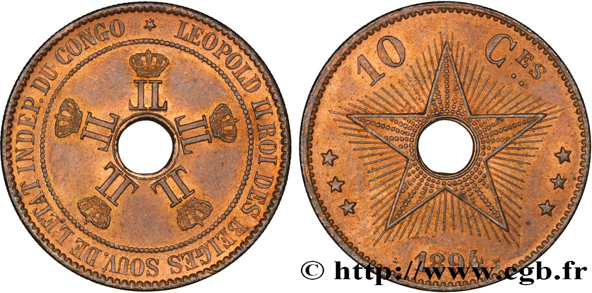 CONGO - STATO LIBERO DEL CONGO 10 Centimes 1894  SPL 