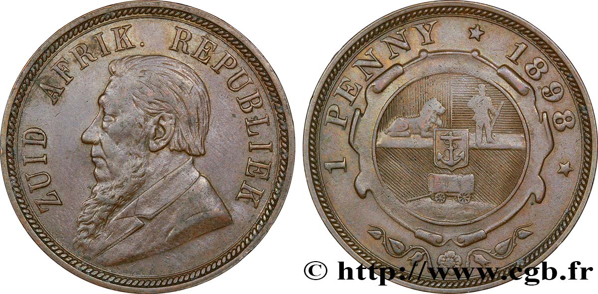 AFRIQUE DU SUD 1 Penny président Kruger 1898  TTB 