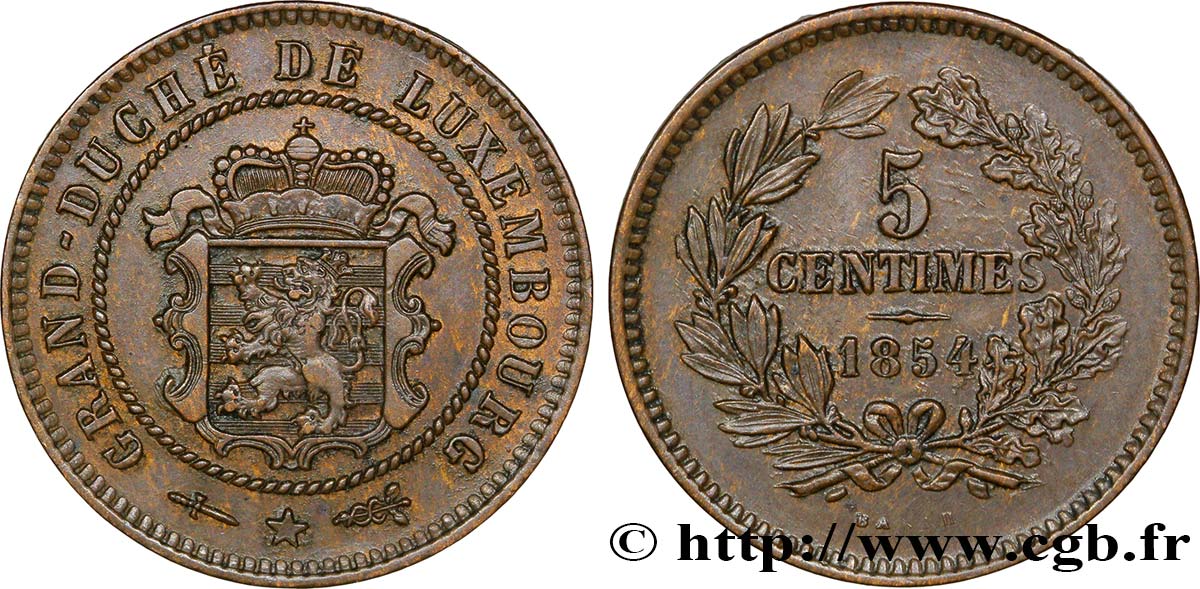 LUXEMBURGO 5 Centimes 1854 Utrecht EBC 