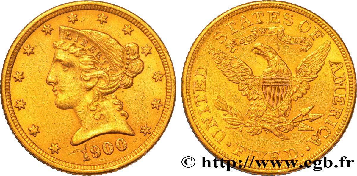 ÉTATS-UNIS D AMÉRIQUE 5 Dollars  Liberty  1900 Philadelphie q.SPL 
