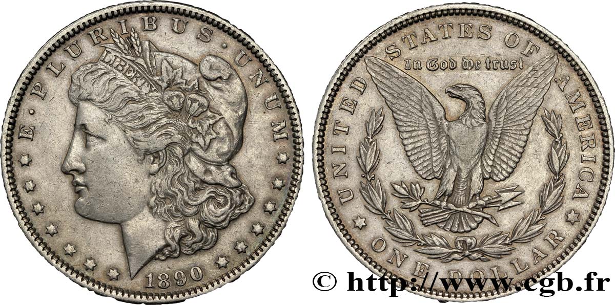 ÉTATS-UNIS D AMÉRIQUE 1 Dollar Morgan 1890 Philadelphie TTB+ 