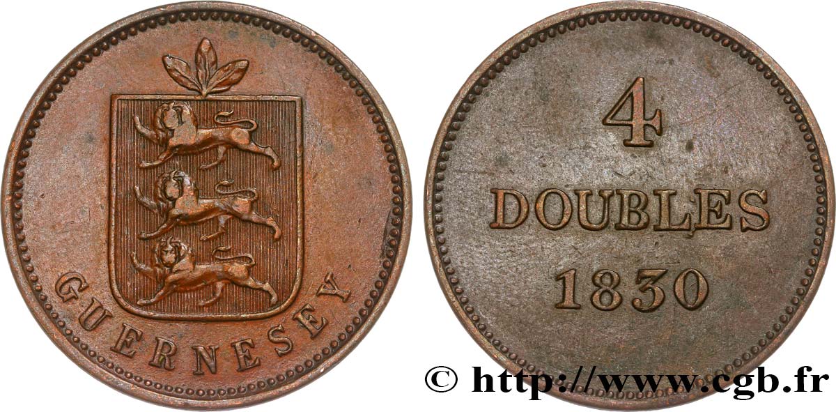 GUERNSEY 4 Doubles armes du baillage de Guernesey 1830  MBC 