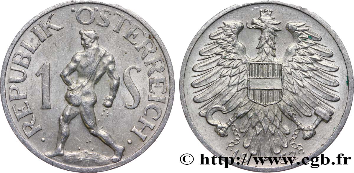 AUSTRIA 1 Schilling aigle / semeur 1952  MS 