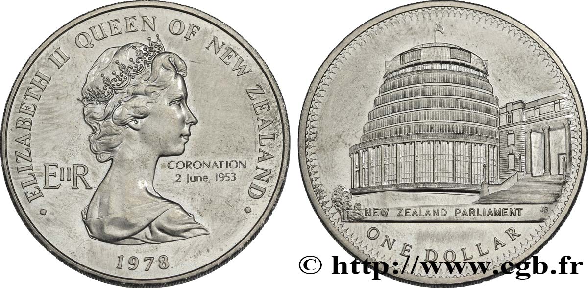 NEUSEELAND
 1 Dollar 25e anniversaire du couronnement d’Elisabeth II 1978 Royal British Mint VZ 