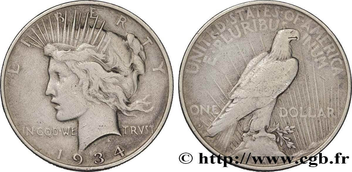 UNITED STATES OF AMERICA 1 Dollar type Peace 1934 Denver VF 