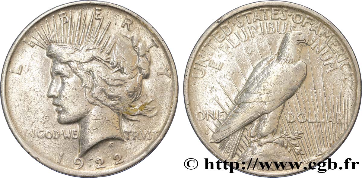 ESTADOS UNIDOS DE AMÉRICA 1 Dollar Peace 1922 San Francisco - S BC+ 