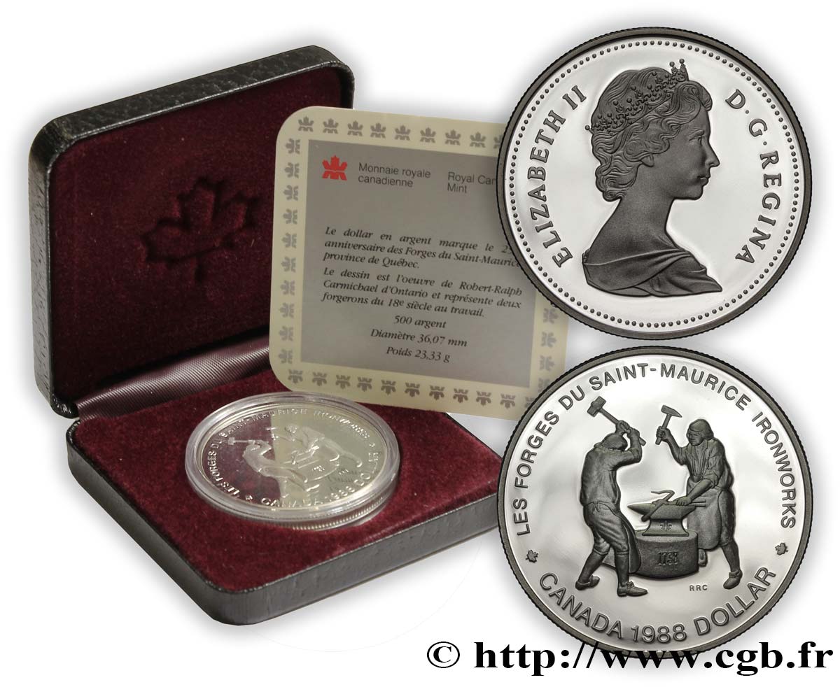 CANADá
 1 Dollar proof Elisabeth II / Forges du Saint-Maurice 1988  FDC 