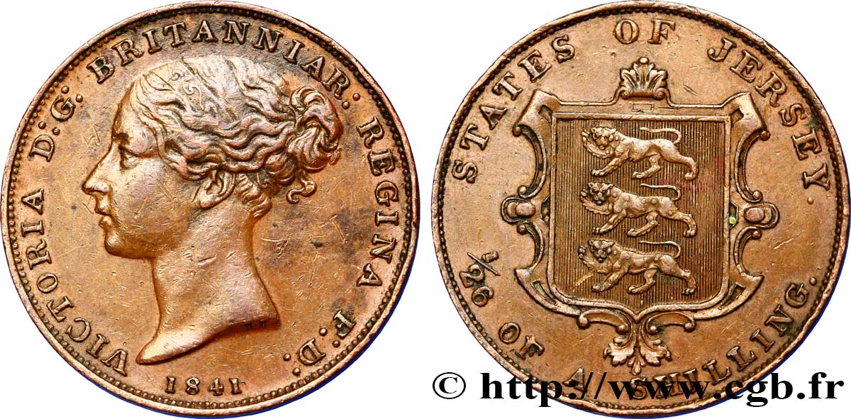 JERSEY 1/26 Shilling Reine Victoria 1841  fVZ 