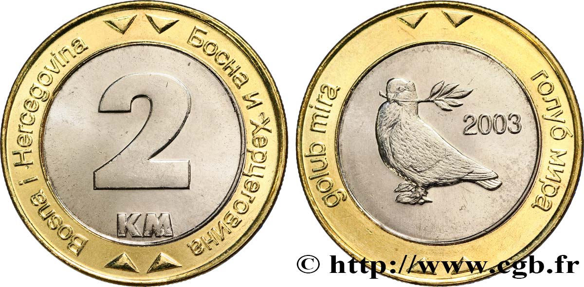 BOSNIA HERZEGOVINA 2 Konvertible Marka Colombe de la Paix 2003  MS 