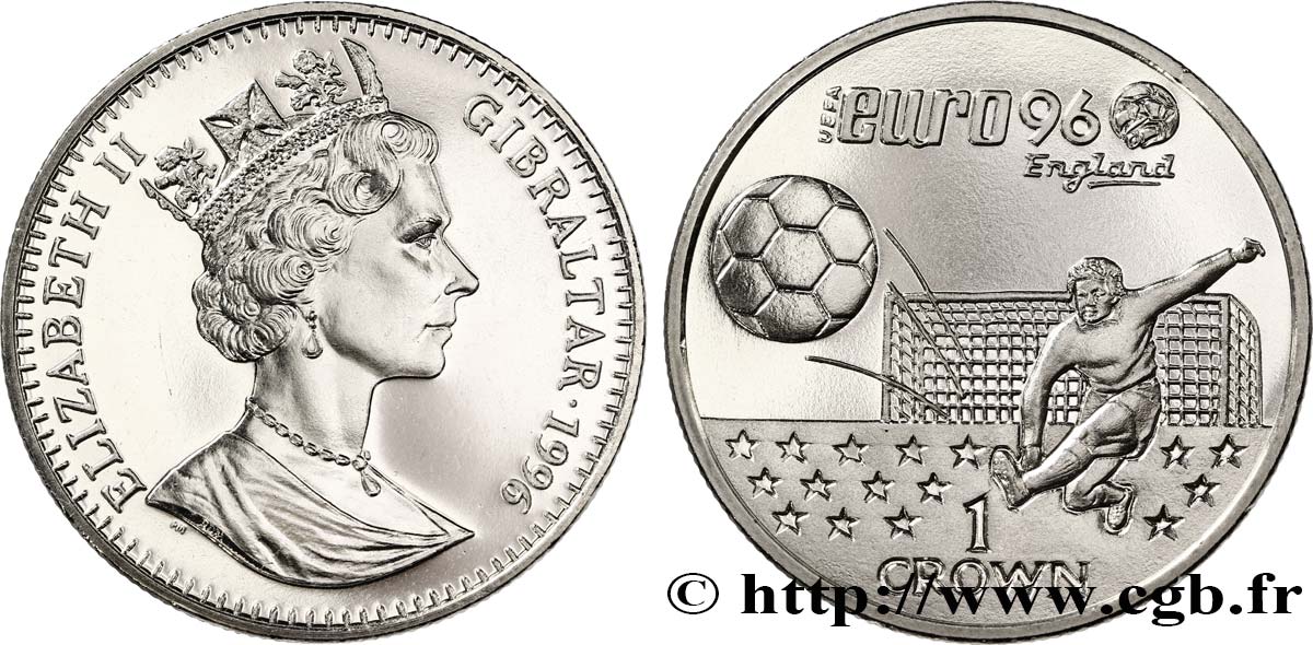 GIBRALTAR 1 Crown Elisabeth II / EURO’96 de football en Angleterre 1996  fST 