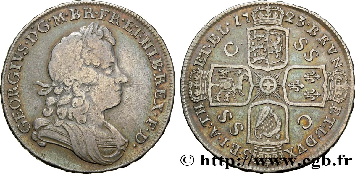 GRANDE-BRETAGNE - GEORGES Ier Demi-couronne 1723 Londres TTB 