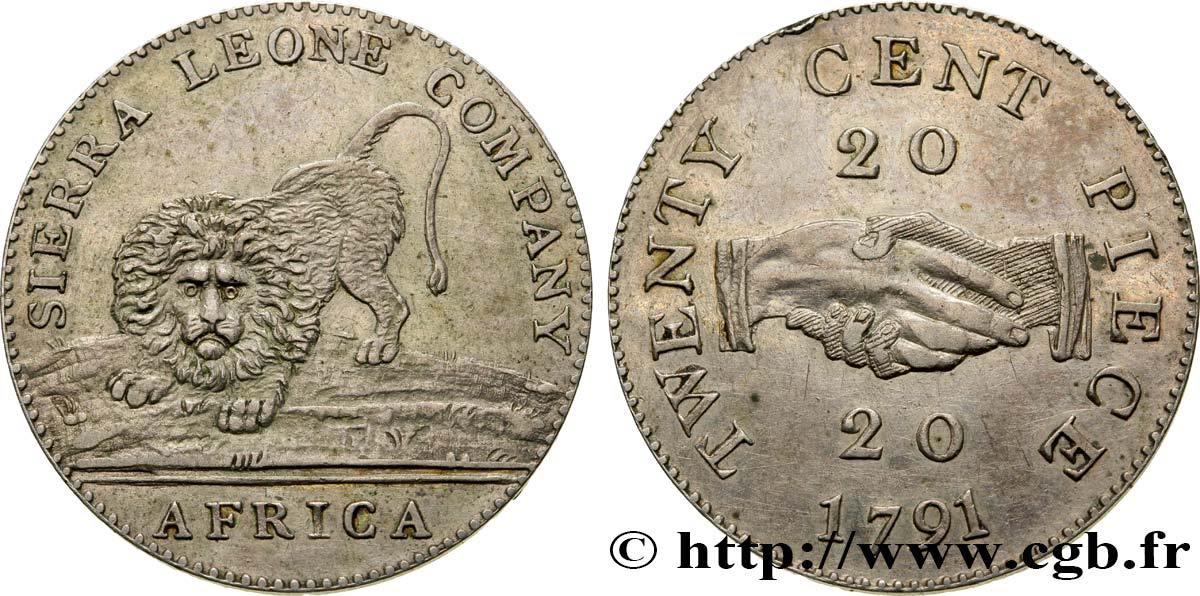 SIERRA LEONE 20 Cents Sierra Leone Company 1791  AU 