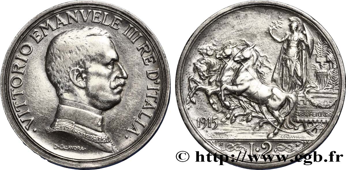 ITALIA 2 Lire Victor Emmanuel III 1915 Rome q.SPL 