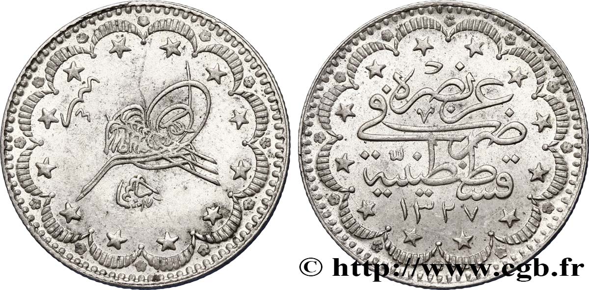TURKEY 5 Kurush AH1327 an 4 1912 Constantinople MS 