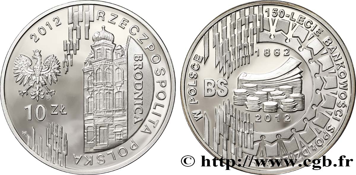 POLEN 10 Zlotych 150e anniversaire de la Banque Coopérative 2012  ST 
