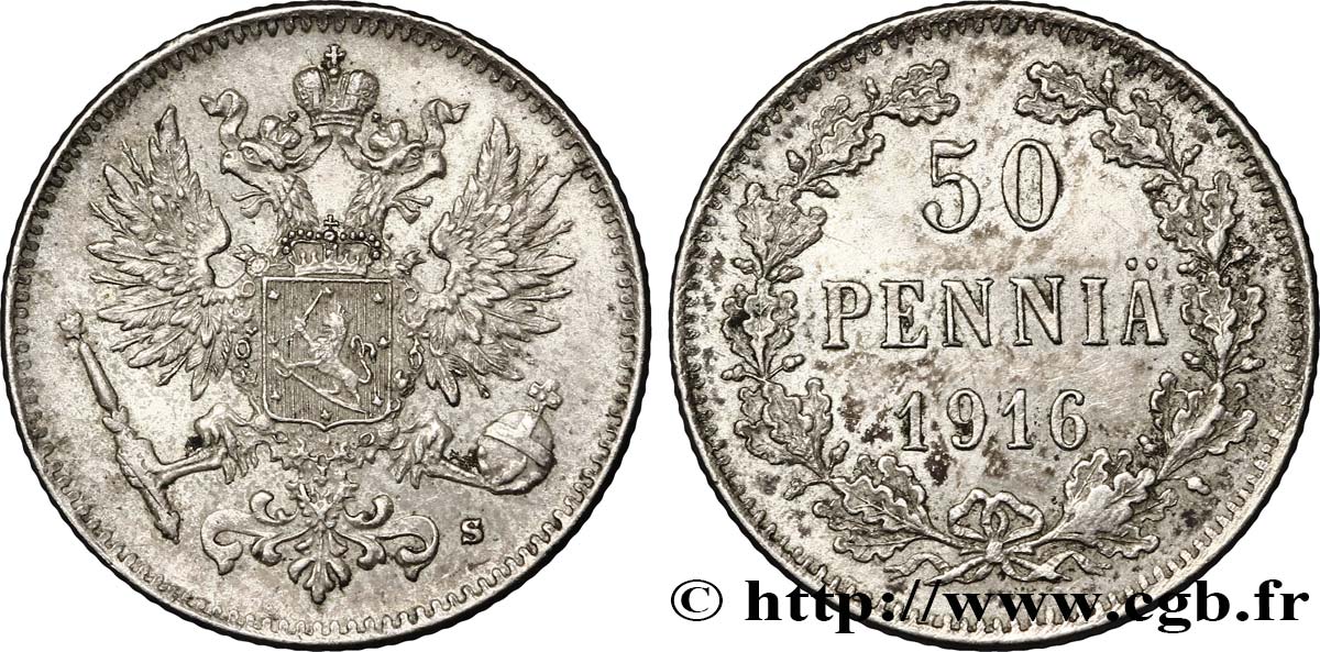 FINLANDIA 50 Pennia 1916 Helsinki EBC 