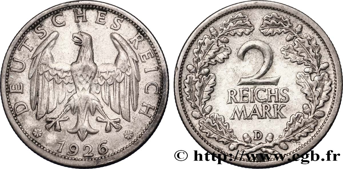 DEUTSCHLAND 2 Reichsmark aigle 1926 Munich - D SS 