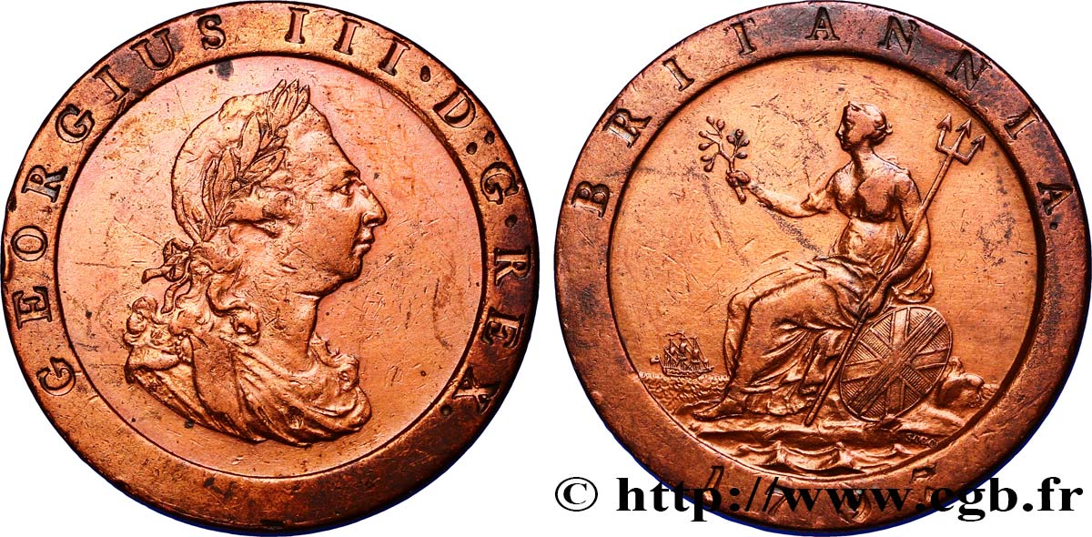 UNITED KINGDOM 1 Penny Georges III 1797 Soho XF 