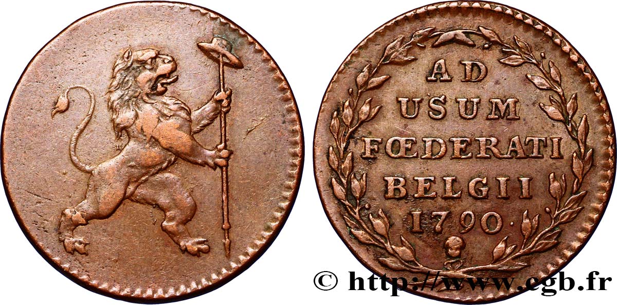 BELGIUM - UNITED STATES OF BELGIUM 2 Liards Insurrection de 1790 1790 Bruxelles XF 