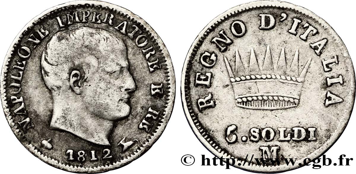 ITALIEN - Königreich Italien - NAPOLÉON I. 5 Soldi Napoléon Empereur et Roi d’Italie 1812 Milan S 