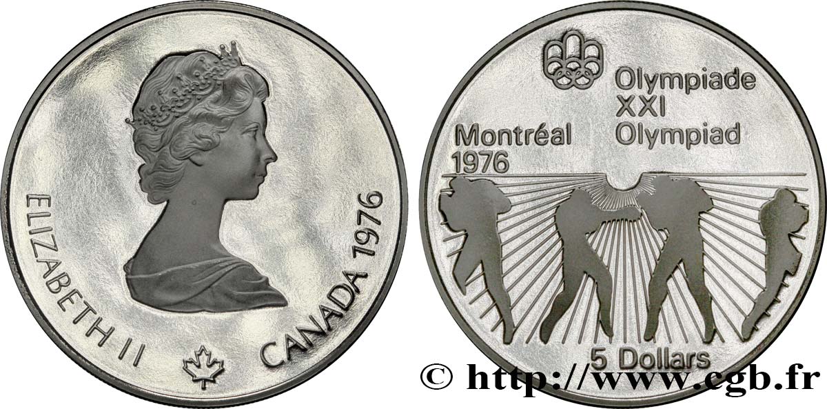 CANADá
 5 Dollars Proof JO Montréal 1976 Boxe / Elisabeth II 1976  FDC 