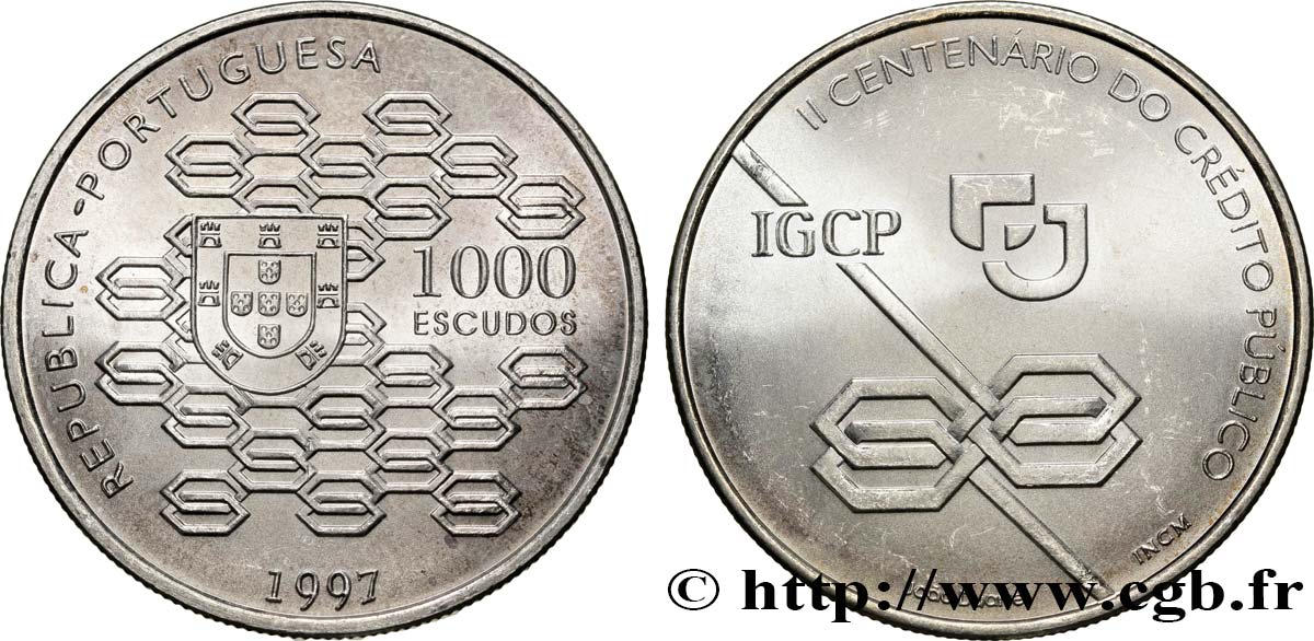 PORTUGAL 1000 Escudos 2e Centenaire du Credito Publico 1997  fST 
