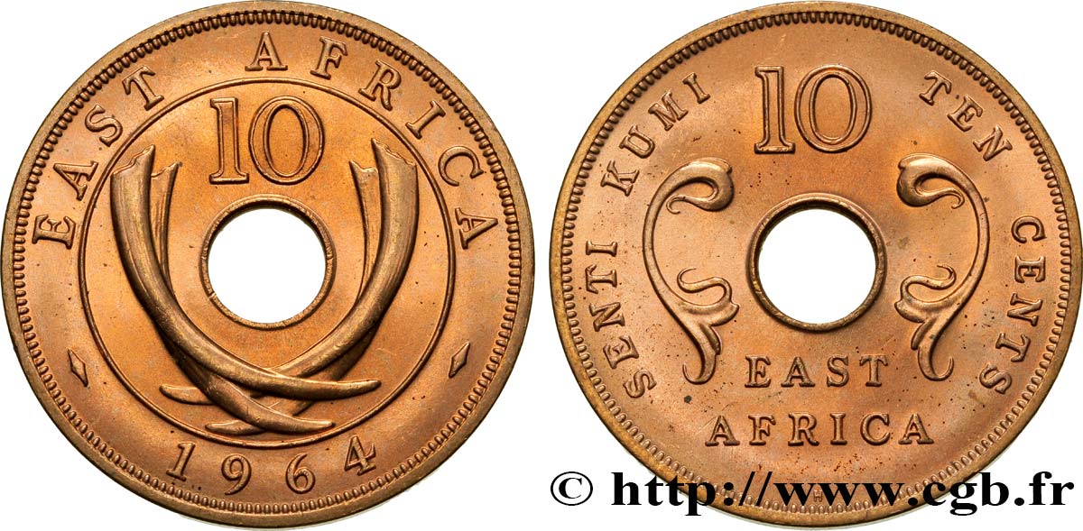 BRITISCH-OSTAFRIKA 10 Cents frappe post-indépendance 1964 Heaton ST 