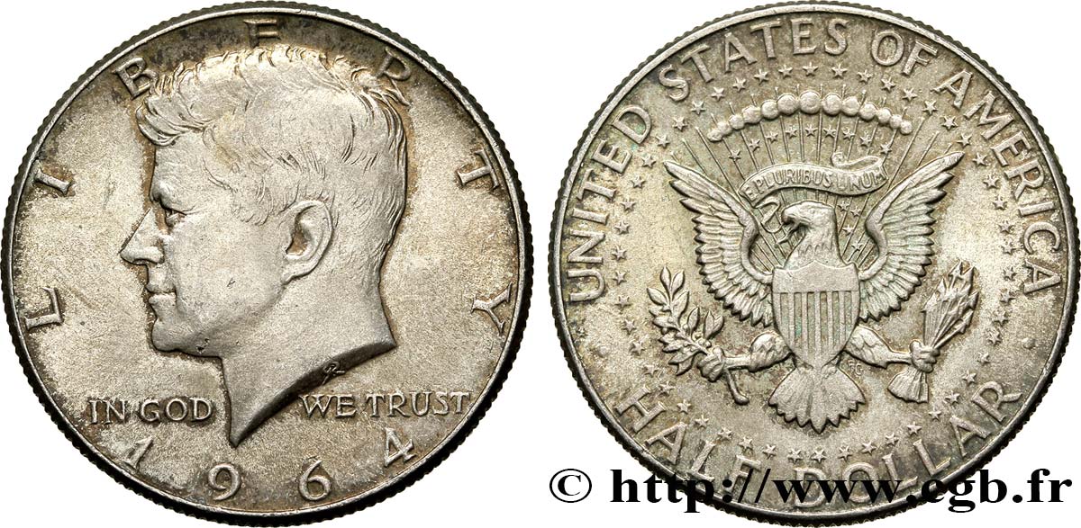 ÉTATS-UNIS D AMÉRIQUE 1/2 Dollar Kennedy 1964 Philadelphie SUP 