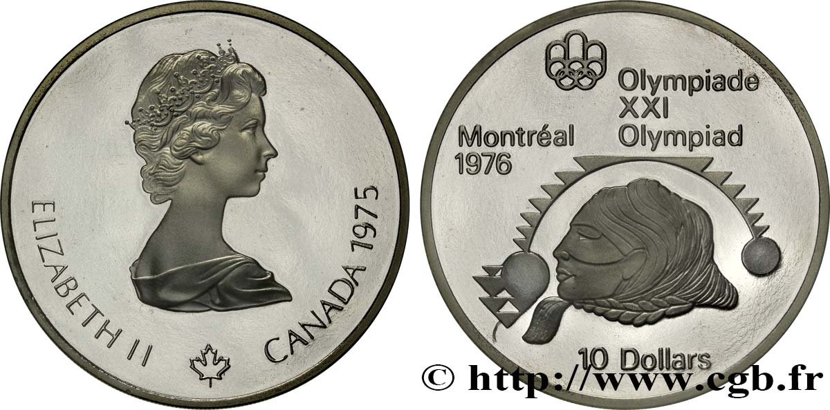 CANADA 10 Dollars Proof JO Montréal 1976 lancer de poids femmes / Elisabeth II 1975  FDC 