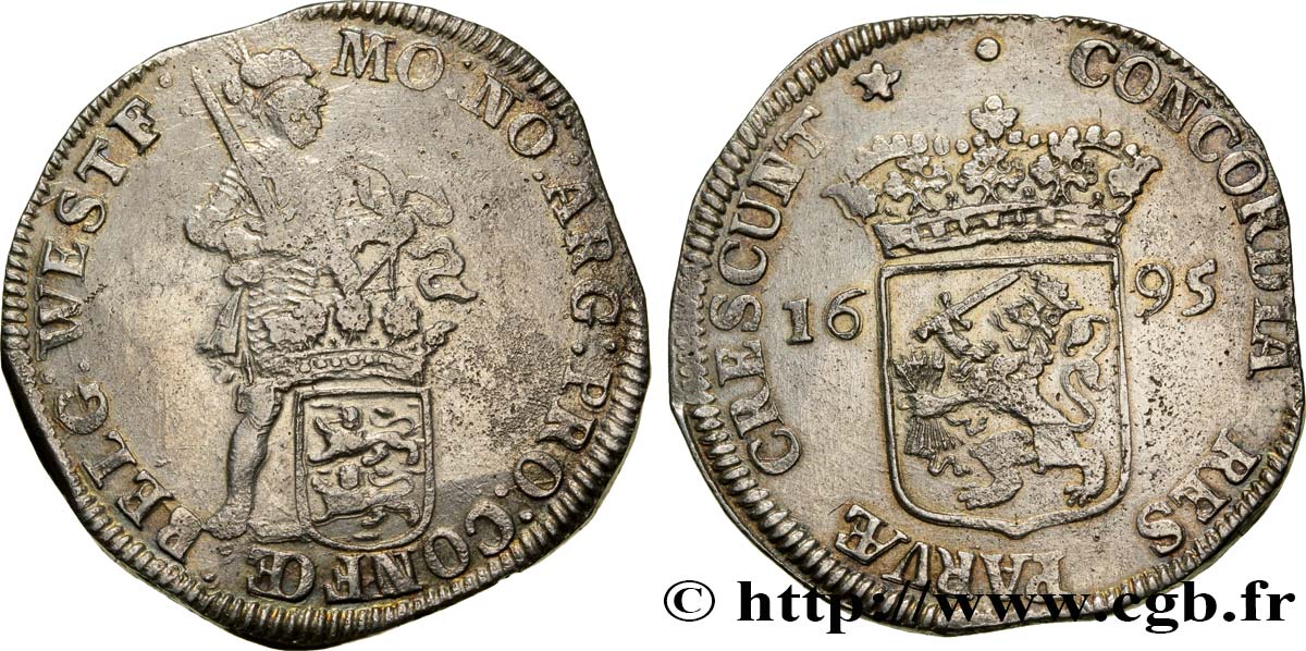 NETHERLANDS - UNITED PROVINCES 1 Ducat d argent Frise Occidentale 1695  VF 
