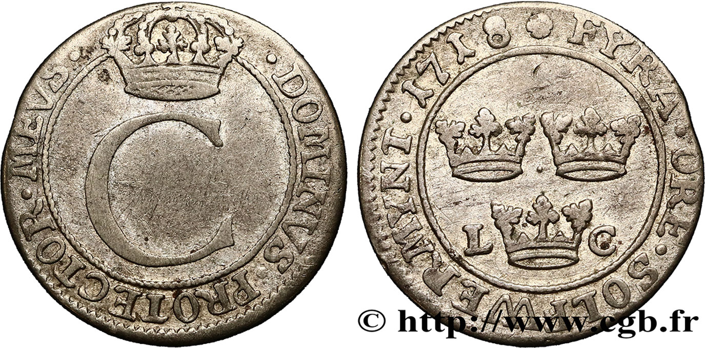 SWEDEN 4 Ore Charles XII 1718  VF 
