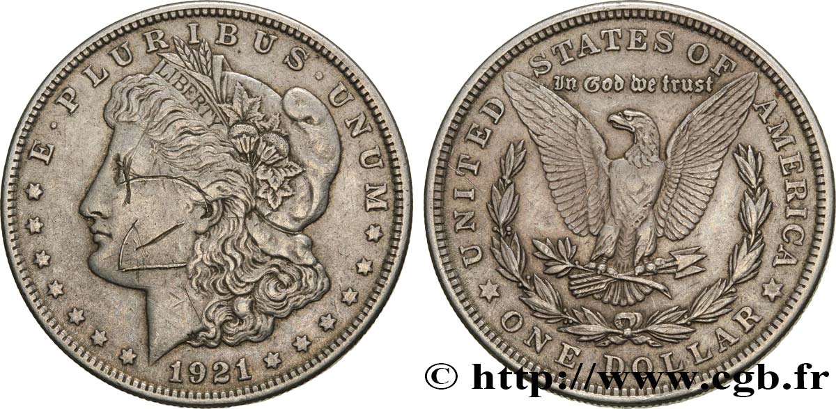 ÉTATS-UNIS D AMÉRIQUE 1 Dollar Morgan 1921 Philadelphie TTB 