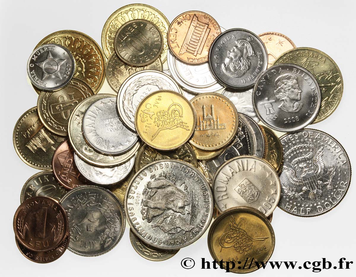 LOTES Lot de 40 monnaies diverses du Monde contemporaines # 1 Années diverses  SC 