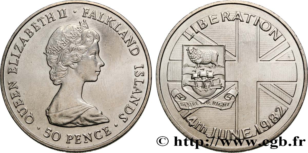 FALKLAND ISLANDS 50 Pence Élisabeth II  1982  AU 