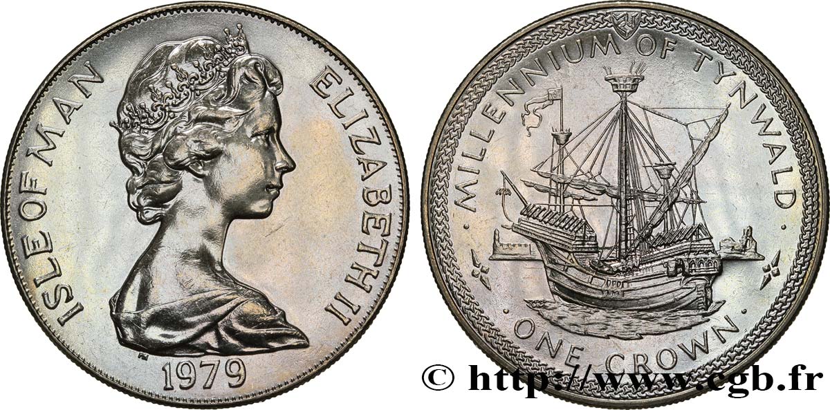 ÎLE DE MAN 1 Crown Millénaire du Tynwald (parlement) caraque flamande et l’île St Michel 1979  SUP 