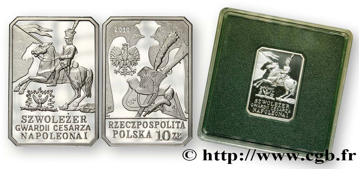POLONIA 10 Zlotych BE (proof) aigle / chevau-légers polonais de la garde impériale de Napoléon Ier 2010 Varsovie FDC 