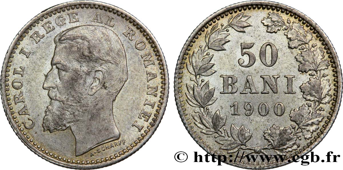 ROMANIA - CHARLES I 50 Bani Charles Ier 1900 Bucarest MS 