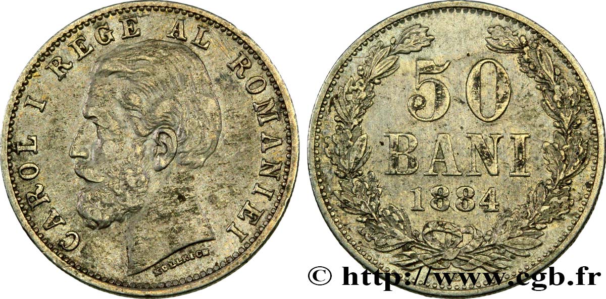 ROMANIA 50 Bani Charles Ier 1884  AU 