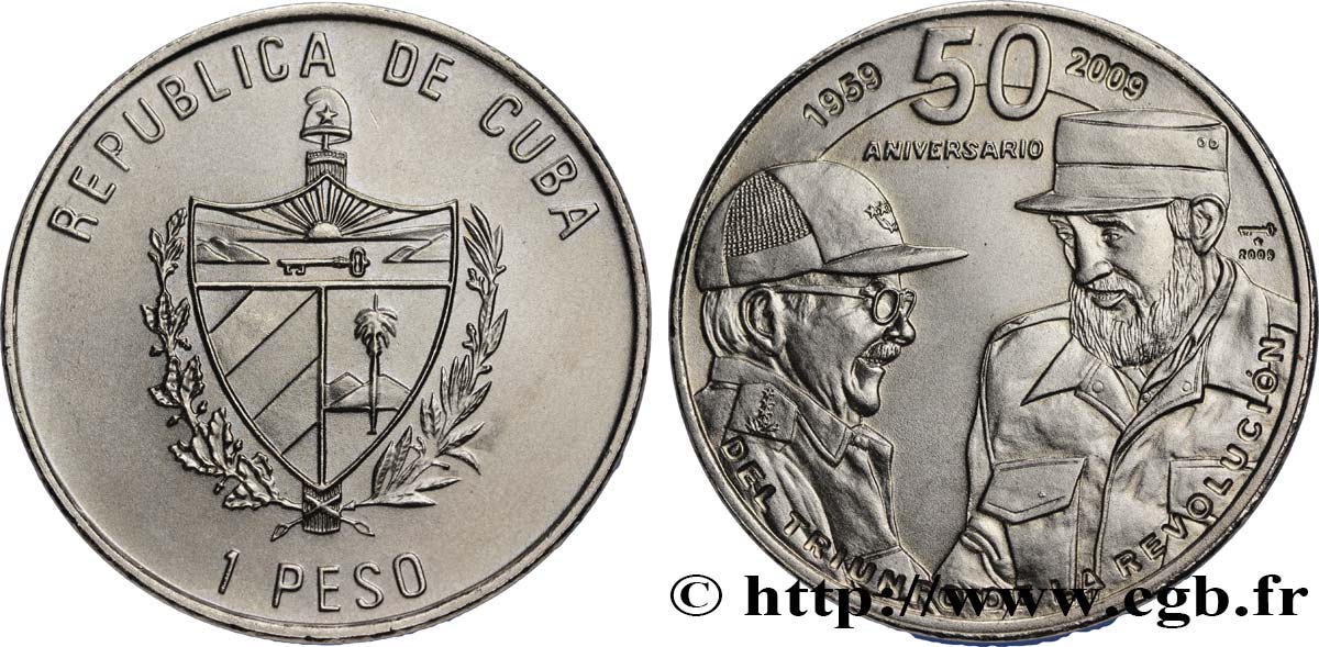 KUBA 1 Peso 50e anniversaire de la Révolution Cubaine 2009 La Havane ST 