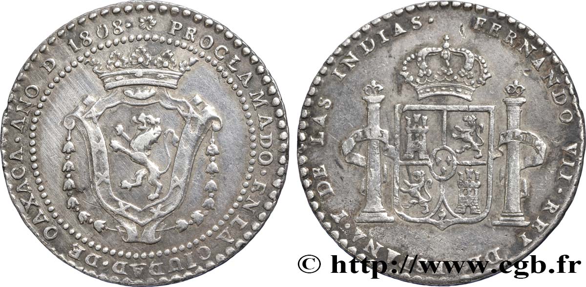 MEXICO Médaille de proclamation pour Ferdinand VII 1808 Oaxaca AU 