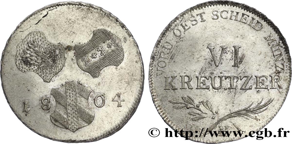 GERMANY - FURTHER AUSTRIA 6 Kreuzer Vorderoesterreich 1804 Günzburg AU 
