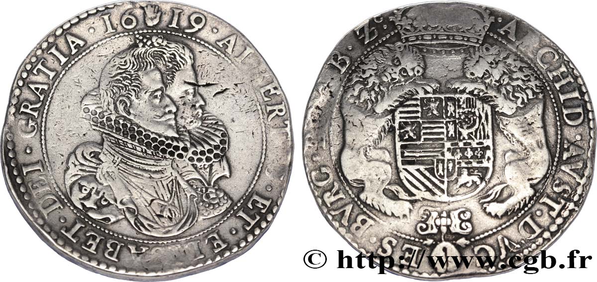 BELGIEN - SPANISCHE NIEDERLAND Ducaton Albert et Élisabeth 1619 Anvers SS 