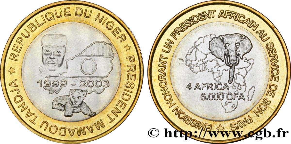 NIGER 6000 Francs Président Mamadou Tandja 2003  VZ 