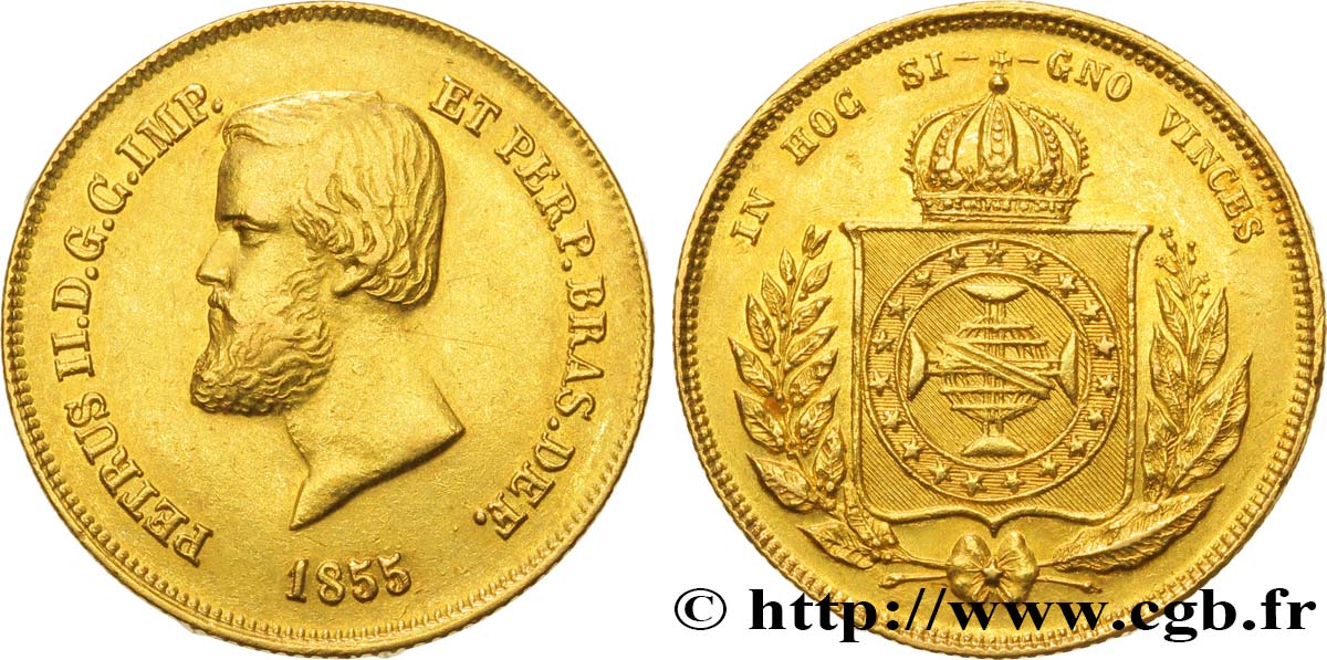 BRÉSIL 5.000 Reis Pierre II 1855 Rio de Janeiro TTB+ 